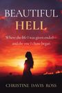 "Beautiful Hell" in großen Buchstaben, darunter "Where the life I was given ended—and the one I chose began", Silhouette einer Frau vor Sonnenuntergang.