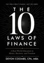 "The tools don't change, just the zeros. THE 10 LAWS OF FINANCE." Schwarzer Hintergrund mit strahlenartigem Muster.