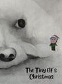 "The Tiny Elf’s Christmas" in Schwarz auf grauer Bleistiftzeichnung eines Tiergesichts mit kleinem Elfen in Weihnachtskleidung.