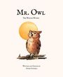 „Mr. Owl: The Wisdom Within“. Illustration einer Eule auf einem Ast vor einer großen gelben Sonne.