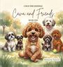 "Cava the Doodle: Cava and Friends, Book One. Written by Tania EA." Illustration von fröhlichen Hunden im Park.