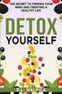 "DETOX YOURSELF. R.L. Malpica. Illustration mit Früchten und Beeren, die in der Mitte aufgereiht sind."
